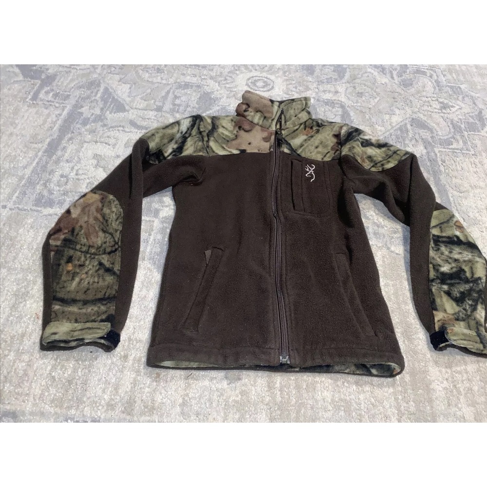 Browning Buckmark Brown Camp Fleece Jacket Logo Size Small‎ Youth Boys